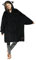 Catalonia Classy Übergroße Schwarze Katze Sherpa Hoodie Decke, Flauschige Warme Kuscheldecke mit Ärmeln und Kapuze, Tragbare Decke zum Anziehen als Geschenkidee für Damen Herren Kinder
