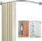 Estensibile Bastone Tenda Doccia a Pressione Angolare, Bastone Tenda Doccia Curvo Regolabile Forma L, Acciaio Inox Asta Telescopica, Foratura/Nessuna Foratura