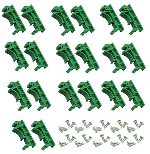 20 Stück(10 Sätze) PCB Schiene Hutschienen Adapter Kunststoff Hutschienen Adapter Set mit 40 Schrauben zum Sichern und Halten von Leiterplatten oder elektronischen Schaltgeräten für 35mm DIN-Schiene