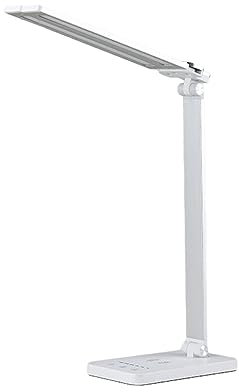 Allayu Rotierende und teleskopische Beleuchtung mit mehreren Winkeln – Schreibtischlampe mit zwei Köpfen, Schreibtischlampe aus Metall mit speziellem Augenschutz, Weißer quadratischer Stecker