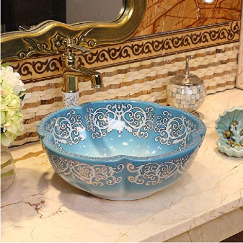 Aufsatzwaschbecken, blaues Aufsatzwaschbecken aus Porzellan, Waschbecken, Badezimmerwaschbecken, Keramikwaschbecken – nur Waschbecken