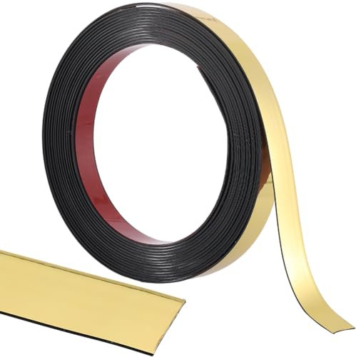 GORGECRAFT 5mX15mm Moulure Dorée à Décoller et à Coller Bordure de Miroir Flexible Bande Décorative Auto-Adhésive pour Mur Plafond Panneau de Sol Armoire Carrelage Bord d'angle Moulure de Cadre