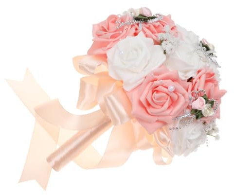 Alipis 1 Pc bouquet sposa sposa bouquet di fiori sposa fiore della tenuta nuziale Nozze arredamento fiore nuziale bouquet sposa per la sposa mazzo Rose rosa di carta Fiori di carta