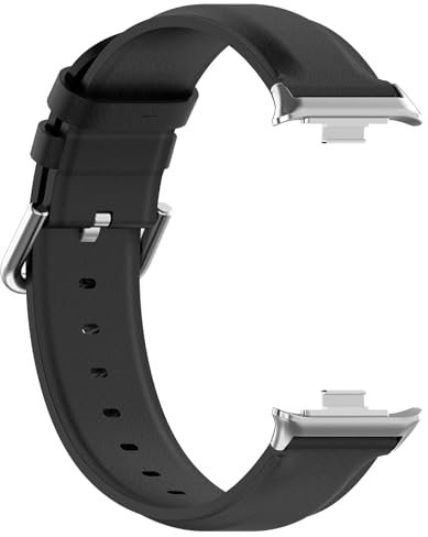 Cuir Bracelets Compatible avec Xiaomi Redmi Watch 4 Bracelet pour Femme et Homme, Bracelet Sangle de Remplacement en Cuir pour Xiaomi Redmi Watch 4, Noir