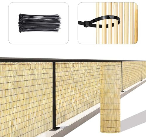 Balkonsichtschutz Natursache Schilfrohrmatte 90x600 100x400 160x800cm Bambuszaun Wasserdicht Sonnenschutz Atmungsaktiver Schilfrohr-Zaun For Balkon Garten Hinterhof Terrasse ( Color : Primary black li