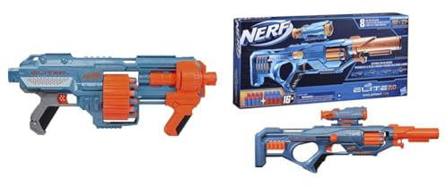 Nerf Elite 2.0 Shockwave RD-15 Blaster, 30 Nerf Darts & Elite 2.0 Eaglepoint RD-8 Blaster, 8-Dart Trommel, Abnehmbares Fernrohr und Abnehmbarer Lauf, 16 Nerf Darts, Bolzen