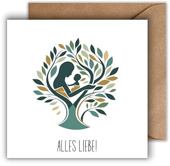 WBdesignz Mutterschutz Karte mit Umschlag - schöne Glückwunschkarte zur Geburt “Alles Liebe!” süße Geschenkkarte Schwangerschaft Abschiedskarte Babypause Geburt Kollegin Baby Mutter (125 x 125 mm)