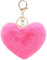 MVKZFE Porte-clés en fausse fourrure avec pompon en forme de cœur - Accessoire de sac à dos - Pour femme et fille, rose vif