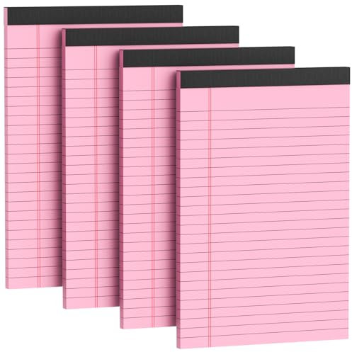 Notizblöcke, 12,7 x 20,3 cm, rosa, kleine Rechtsblöcke, 12,7 x 20,3 cm, farbige Notizblöcke, 12,7 x 20,3 cm, mikroperforierte Schreibblöcke, liniert, Collegeblock, Papier, 30 Blatt, Notizbuch für