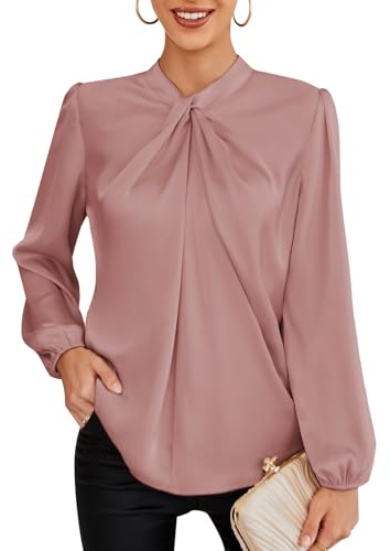 GRACE KARIN Knotted Neck Long Sleeve Blouse for Women UK Elegant Work Tops