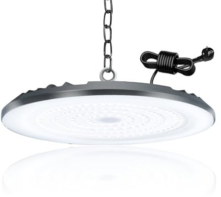 BOSITE LED Werkstatt Deckenleuchte 100W,10000LM LED UFO Hallenstrahler,6000K Kaltweiß,IP65 Wasserdicht High Bay Light, Led Werkstattlampe für Lagerhaus Fabriken Garage