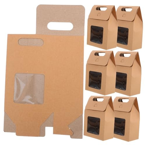 DIYEAH Sealable Biscuit Bags Kraft Paper Lunch Boxes Window Kraft Bags for Candy for Christmas Parties Birthdays