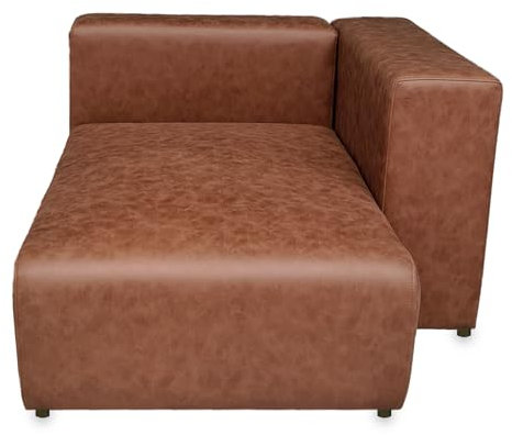 [en.casa] Sofa-Modul Suldal Longchair mit Armlehne rechts Recamiere Sofa-Element Modulares Sofa gepolstert 153 x 109 x 68 cm Wildlederimitat Couch-Element Hellbraun