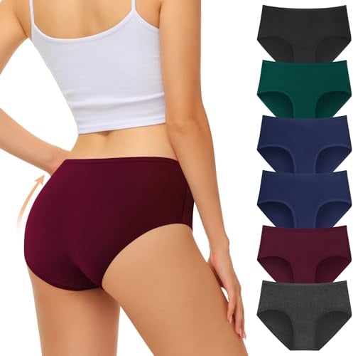 FALARY Culotte Femme Coton Slip Femmes Stretch Taille Basse sous-vêtements Culottes Lot de 6