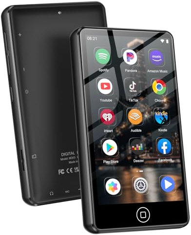 AGXOV Lettore MP3 con Schermo Touch da 4,02 Pollici, Lettore MP4 80GB con Wi-Fi e Bluetooth, Lettore Musicale Android con Spotify, Amazon Music, Deezer, Radio FM, Registratore Vocale, E-book (Nero)