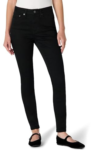 Amazon Essentials Damen Hochelastische Skinny-Jeans Hoher Bund, Schwarz, 44 Kurz