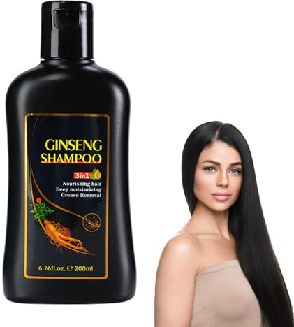 Ginseng Haarabdunkelndes Shampoo – Natürliche Grauhaarabdeckung Für Frauen & Männer, Pflegendes Ginseng-Shampoo Mit Kräuterextrakten, Stärkt Dünner Werdendes Haar, 200ml