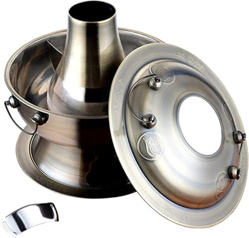 Chinesischer Kupfer Hot Pot Trennwand Shabu Shabu Kochgeschirr für 3-7 Personen Edelstahl Kohle Feuertopf für Hausparty