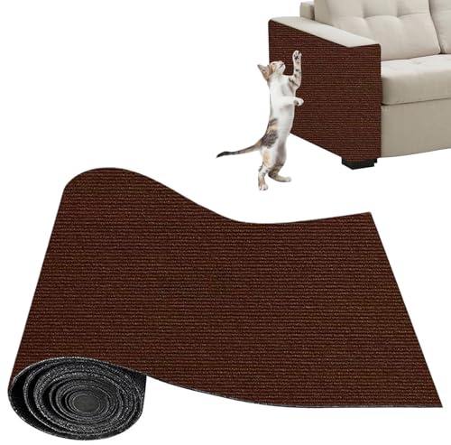 Xynovate Kratzmatte Selbstklebend Katze, DIY Kratzbrett, Kratzschutz Sofa, Katzenkratzer Kleber Möbelschutz für Wand (Braun,30x100cm)