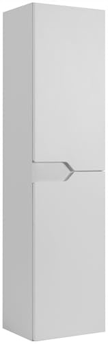 RODAN Badezimmerschrank Hoch 136 cm 35×27 cm | Badschrank Schmal Weiß, Hochschrank für Bad Aufbewahrung, Schmaler Schrank, Modernes Badezimmer Regal mit Türen