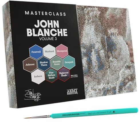 The Army Painter, Masterclass John Blanche Volume 3 Set Combo, 8 x 18 ml | Warpaint Fanatic, 2 lavages, 1 pinceau Dipit et 1 impression d'art, pour jeux de guerre miniatures