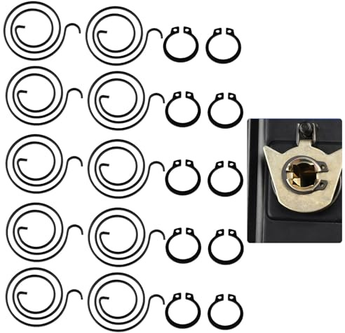 Sernvaloq Door Handle Spring, Pack of 10 Door Handle Springs Replacement DIY Repair Kit, Include 10Pcs 2mm Thick 2 Turns Black Coating Coil Springs and 10Pcs Circlips for Doors
