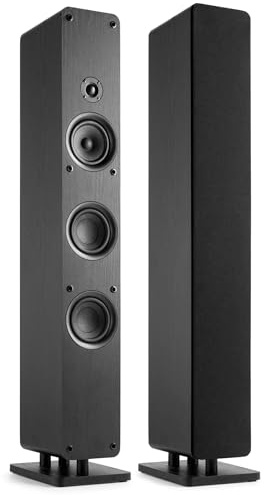Audizio Arco - Aktiv Standlautsprecher Paar mit Bluetooth - 320W HiFi Lautsprecher, Musikanlage & Heimkino Soundsystem, LED Licht - USB, AUX, Optical mit 10m Kabel & Fernbedienung - Schwarz