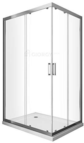 BOX CABINA DOCCIA BAGNO RETTANGOLARE 70 75 80 90 100 110 120 130 140 CRISTALLO EASYCLEAN TRASPARENTE 6 MM ANTICALCARE APERTURA ANGOLARE SCORREVOLE (70X90)