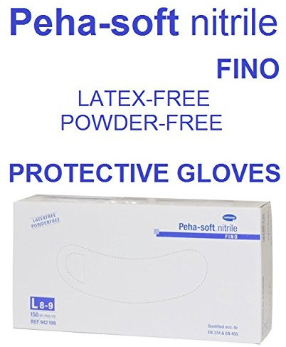 Peha-soft nitrile fino Gr. L 8–9 – 150 Handschuhe – weich Nitril blau ohne Latex puderfrei – Schutz Einweg Handschuhe aus Nitril Gummi NEU