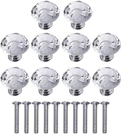 OUNONA 10x cristal de diamante Moebelknopf Moebelknoepfe Brazos de muebles Moebelknauf manija del gabinete del mango, de 30 mm