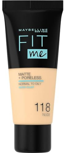 Maybelline Light Beige Fit Me Matte and Poreless Foundation Number 118, 30 ml