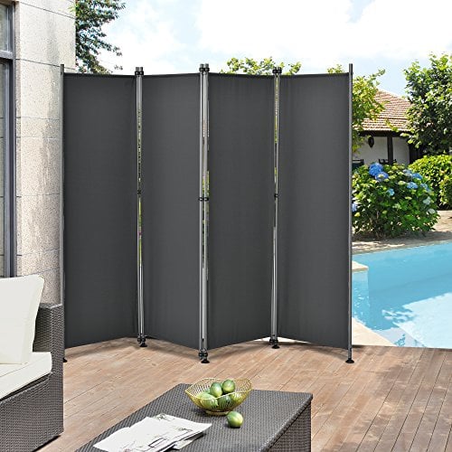 pro.tec Outdoor Trennwand 'Modica' 170 x 215cm - Paravent Sichtschutz Spanische Wand Garten Grau
