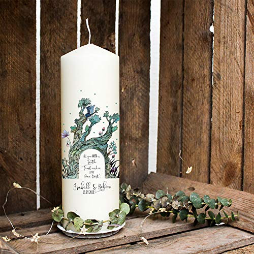 Hochzeitskerze Kerze zur Hochzeit Trauung Traukerze mit Elfe in Baum Spruch Wunschnamen & Datum wk65 ilka parey wandtattoo-welt®