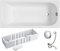 VBChome Baignoire en acrylique 170x70cm Set 3 en 1 Support de baignoire, siphon, baignoire rectangulaire blanche, design classique avec support en polystyrène dispositif d'écoulement en chrome blanc