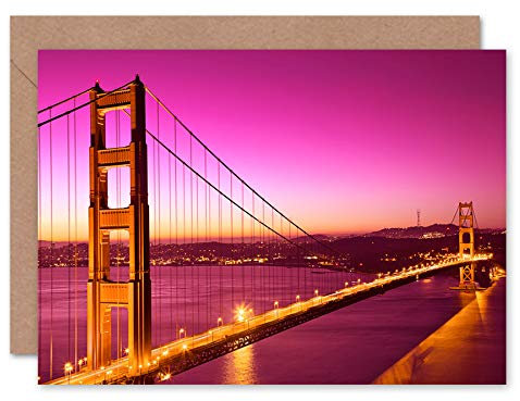 Fine Art Prints Golden Gate Bridge San Francisco Grußkarte mit Umschlag im Inneren, Premium-Qualität