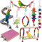 8 Stück Bunten Vogelspielzeug, Bunte Holzperlen, Glocken und Hängematte, zum Aufhängen, Kauspielzeug für kleine Sittiche, Nymphensittiche, Sittiche, Finken, Aras, Papageien, Lovebird