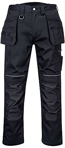 Portwest PW347 PW3 Arbeitshose Knieschonertaschen Cargotaschen Dreifachnaht | Schwarz, UPF 40+, EN 14404 Typ 2, 300D Oxford, Baumwolle, 2 Gesäßtaschen, Doppelte Zollstocktasche, Dreifach Vernähte Nähte
