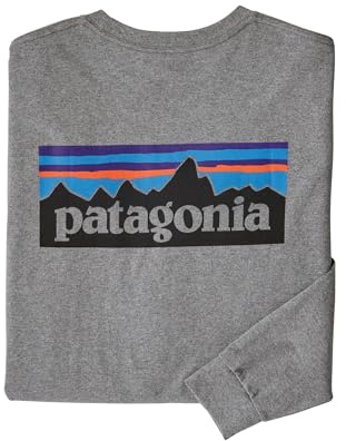 Patagonia Herren Long-sleeved P-6 Logo Responsibili-tee® Langarmes Trikot, Gravel Heather, M EU