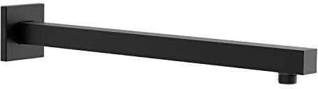 Rainsworth Brausearm Wandarm Duscharm für Regenduschkopf Quadratisch 400MM, Messing, Schwarz, 16 inch