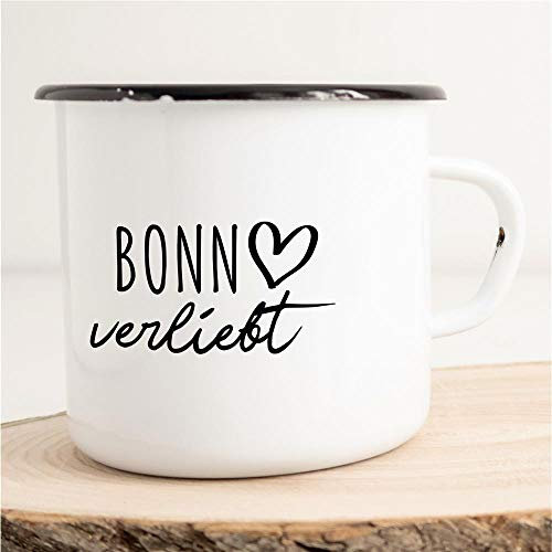 Huuraa Emaille Tasse Bonn Geschenk Kaffeebecher Vintage 300ml Bonn Geschenkidee