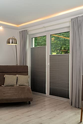 K-home Plissee-Verdunklung, Polyester, Silbermetallic, B90 x H210 cm