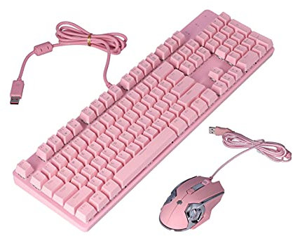 Dpofirs Tastiera da Gioco Meccanica Tastiera da Gioco Cablata Retroilluminata RGB LED Arcobaleno, 104 Tasti 22 Effetti di Luce Tastiera da Gioco Rosa Ad Alta Sensibilità per i Giocatori PC