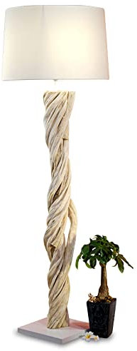 Kinaree Lianen Holz Stehlampe LUAU - 165cm Standleuchte mit Lampenschirm - natürlich gewachsene Lianen Beleuchtung