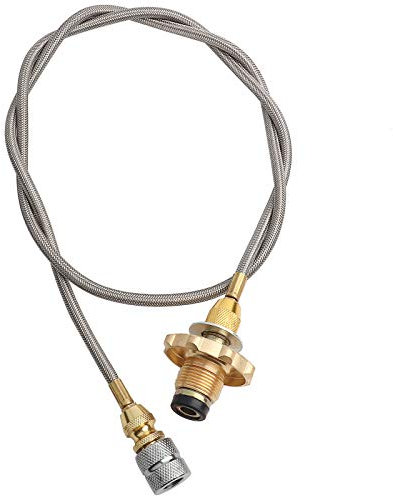 Outdoor Camping Stove Refilling Converter Adapter, Propane Gas Steel Bottle Flat Tank Connector Mini Lightweight Long Cylinder Conversion Head Canister Connection Adaptor for Cooking Hiking Picnic