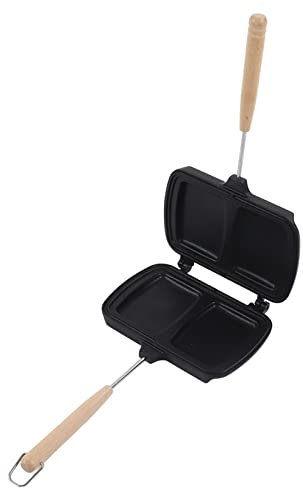 Sartén para sándwich, sartén para hacer sándwiches de aleación de aluminio, sartén antiadherente de doble cara con asas extraíbles