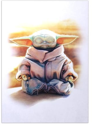 Displate Offiziell Star Wars MetallPoster Magnetische Befestigung Inklusive Lizenziert Bilder Hochwertiges Poster Mandalorian Characters Art - Grogu Meditating Poster - 45 cm x 32 cm