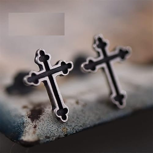 ZLING 925 Sterling Silber Kreuz Ohrstecker Vintage Christentum Kreuz Ohrstecker Gothic Herren Ohrring