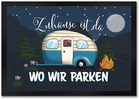 speecheese Zuhause ist da, wo wir parken Nachthimmel Fußmatte in 35x50 cm mit Camper-Motiv EIN farbenfroher Fußabtreter als hübsche Geschenkidee für Camping-Begeisterte in jeder Jahreszeit