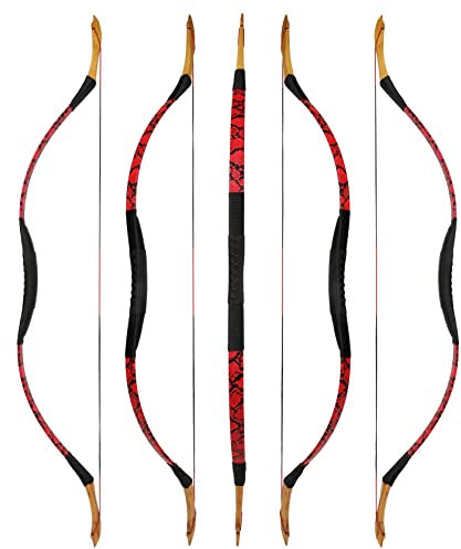 wolfman Traditionelles Bogen Recurvebogen Langbogen Sportbogen Bogenschießen Jagdbogen handgefertigter Holzbogen asiatischer mongolischer Bogen für Erwachsene Teenager Linke rechte Hand(Q, 30Lbs)