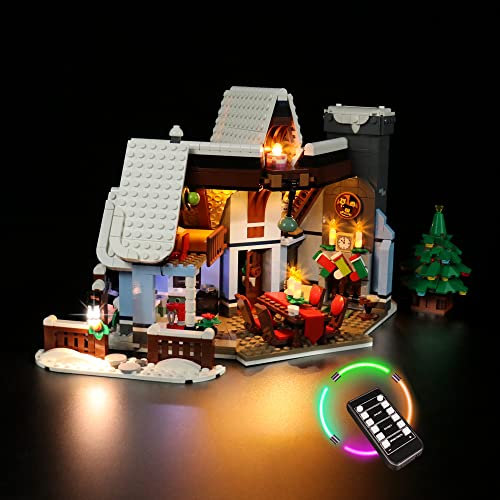 LocoLee Led Licht Set Kompatibel mit Lego Weihnachtsmanns La Vesita, Led Beleuchtungs Set Compatible with Lego 10293 La Vesita des - Nur Lichter Set, Kein Modell (Fernbedienung Version)